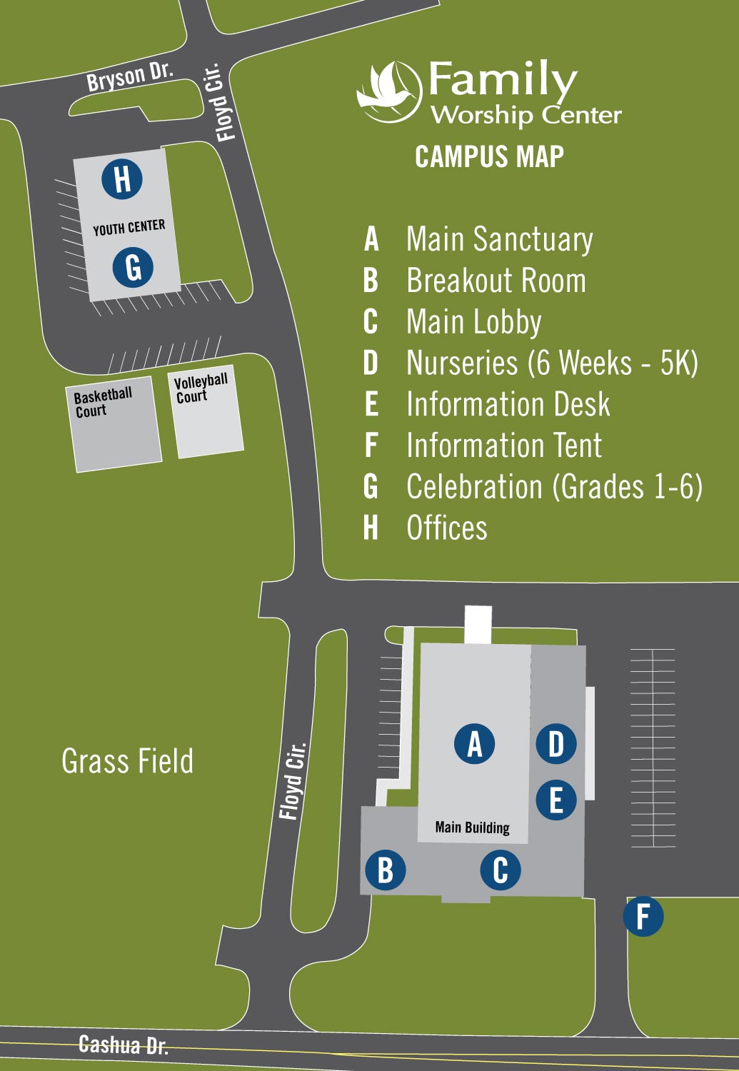 Family Worship Center Church - Florence Campus Map 2016